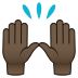 🙌🏿 raising hands: dark skin tone display on JoyPixels